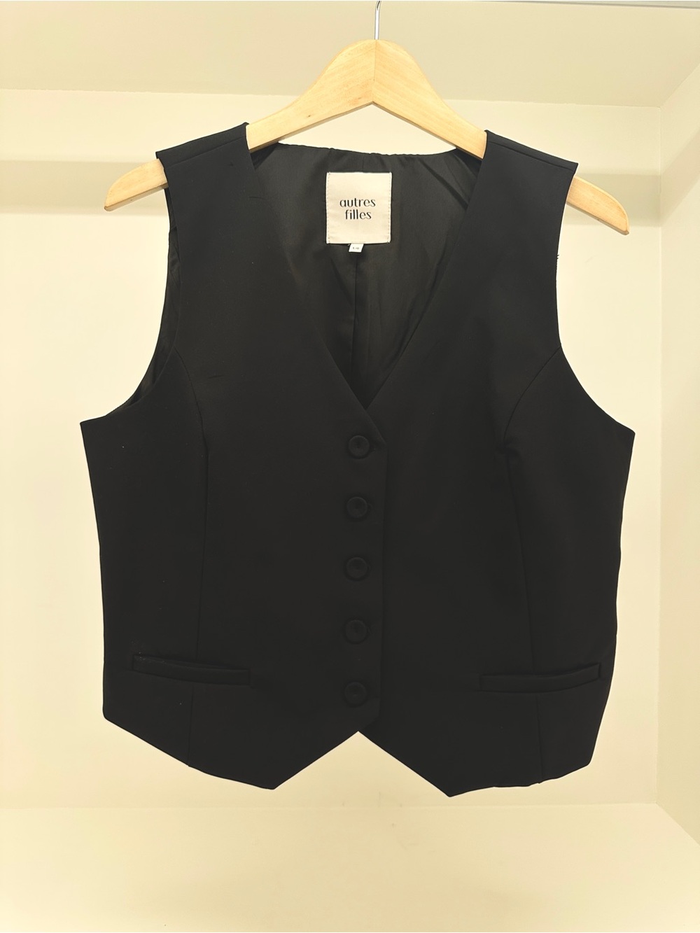 Black Tailored Button Vest